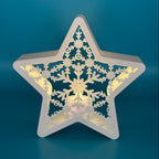 Estrella decorativa con copo de nieve – Porta velas LED - Modelo 01