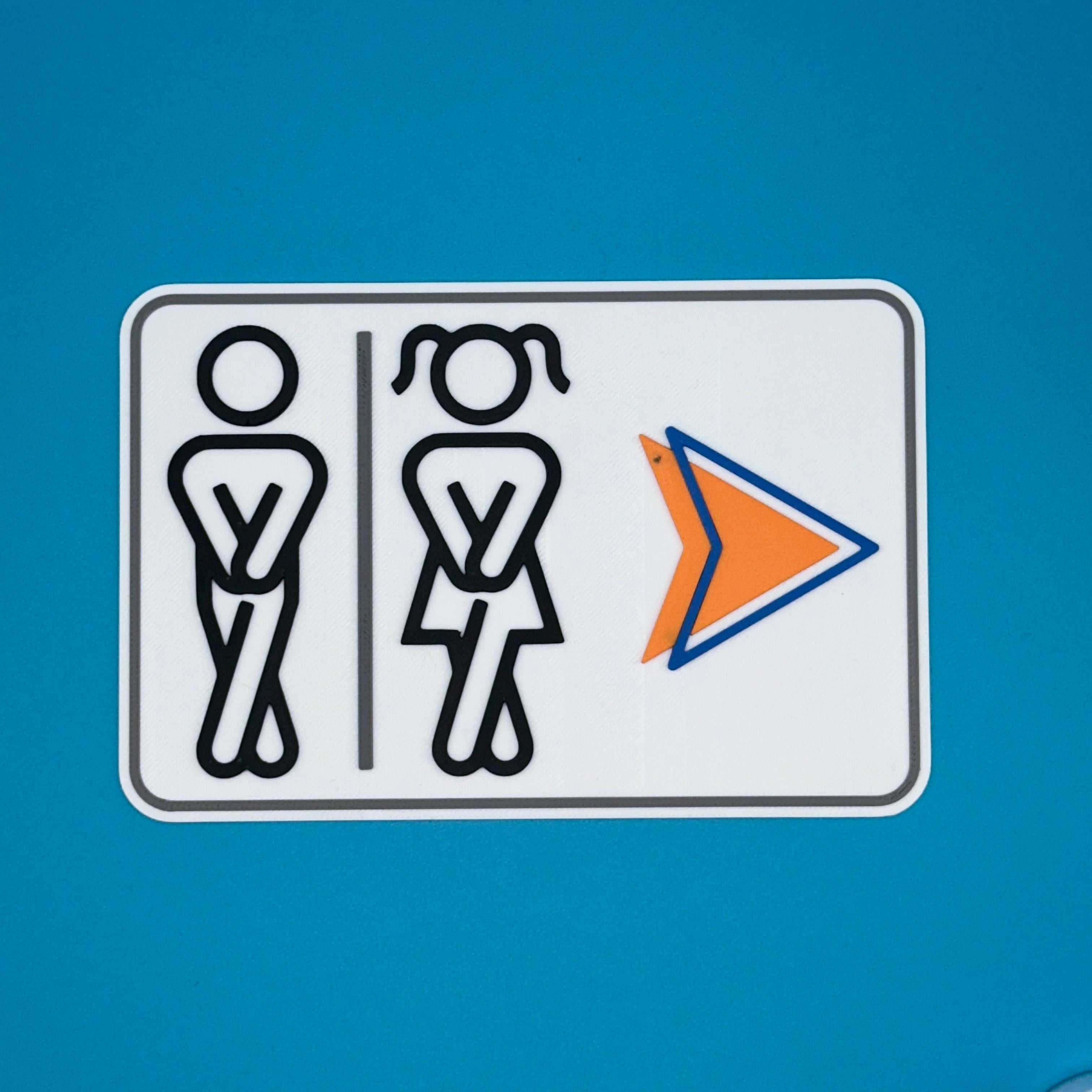 Cartel impreso en 3D – Señal Baños / WC con diseño divertido