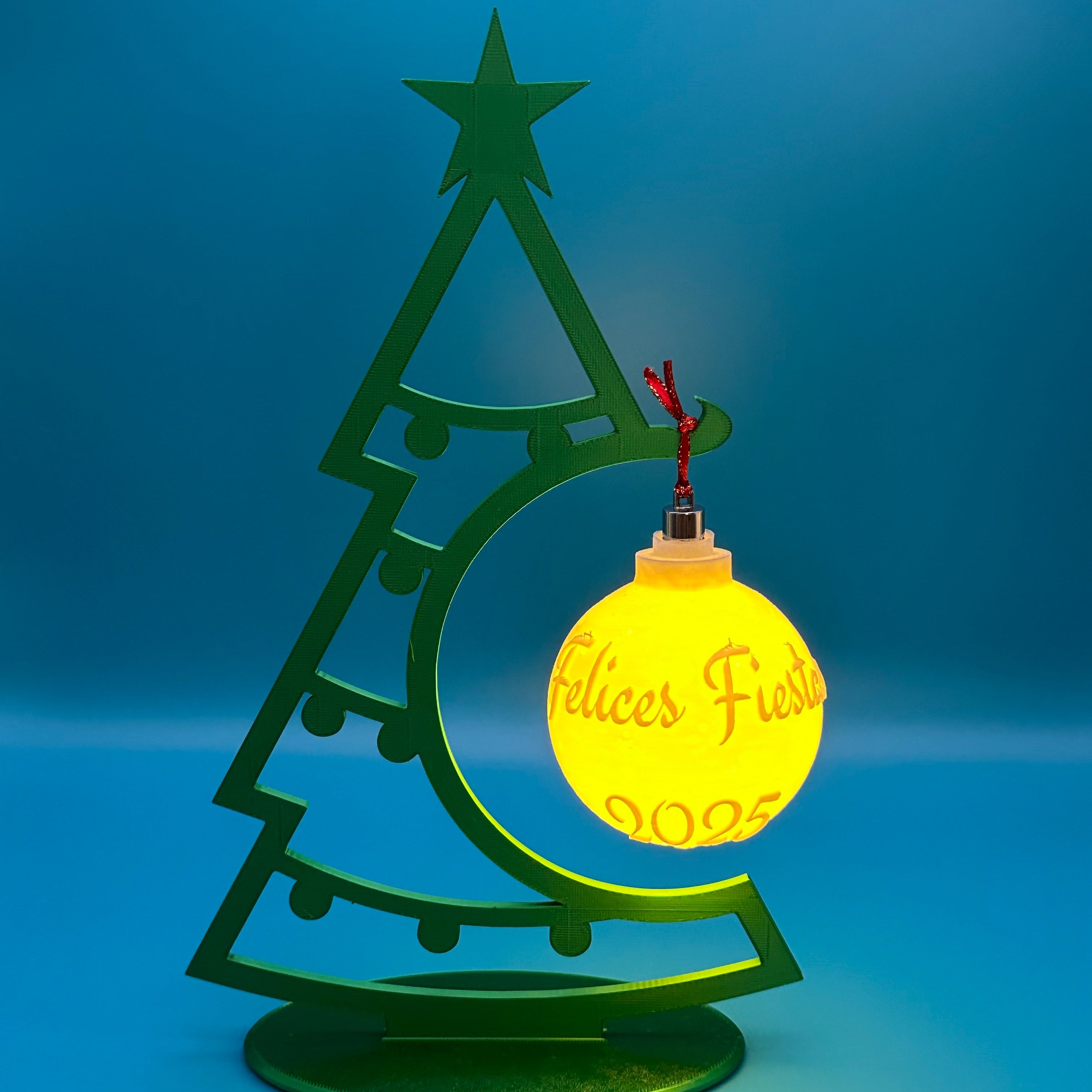 Conjunto navideño personalizable, con litofanía impresa en bola.