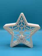 Estrella decorativa con copo de nieve – Porta velas LED - Modelo 01