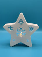 Estrella decorativa con copo de nieve – Porta velas LED - Modelo 02